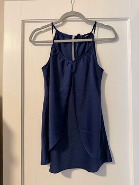 Navy Blue Layered Spaghetti-Strap Cami